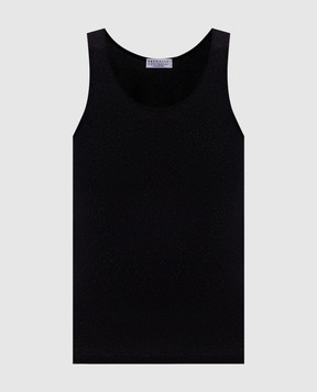 Brunello Cucinelli Черная майка с кашемиром и шелком с люрексом M41848600