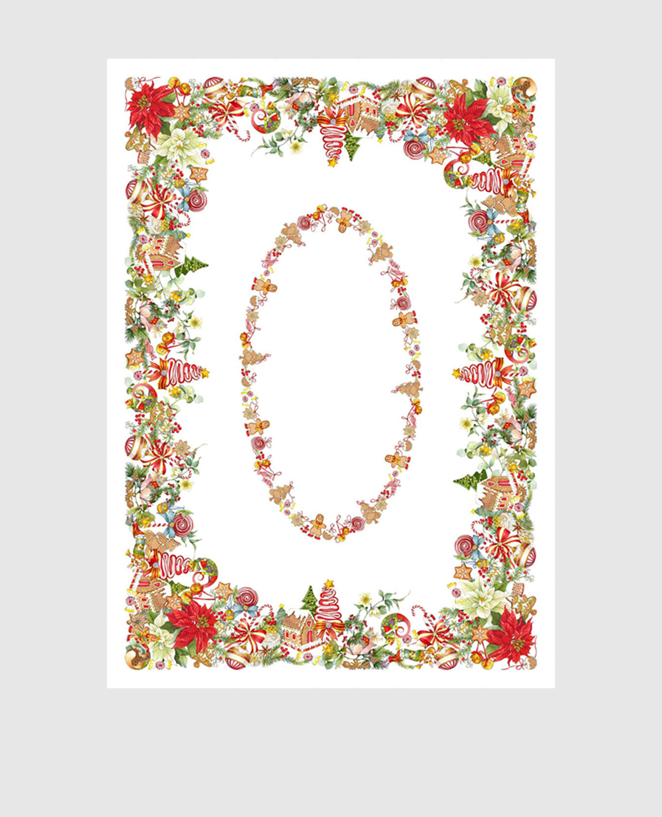 Белая скатерть MARZAPE из льна в принт