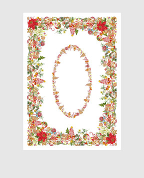 TESSITURA TOSCANA TELERIE Белая скатерть MARZAPE из льна в принт NT250123020067