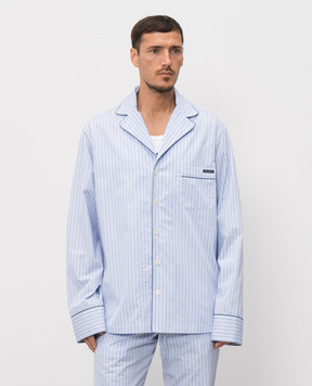 Dolce&Gabbana Блакитна сорочка в піжамному стилі в смужку G5OI9TFR510