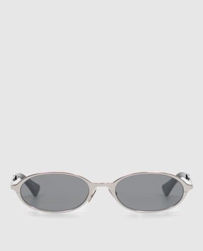 Saint Laurent Серебристые очки с гравировкой логотипа A003DFY9969