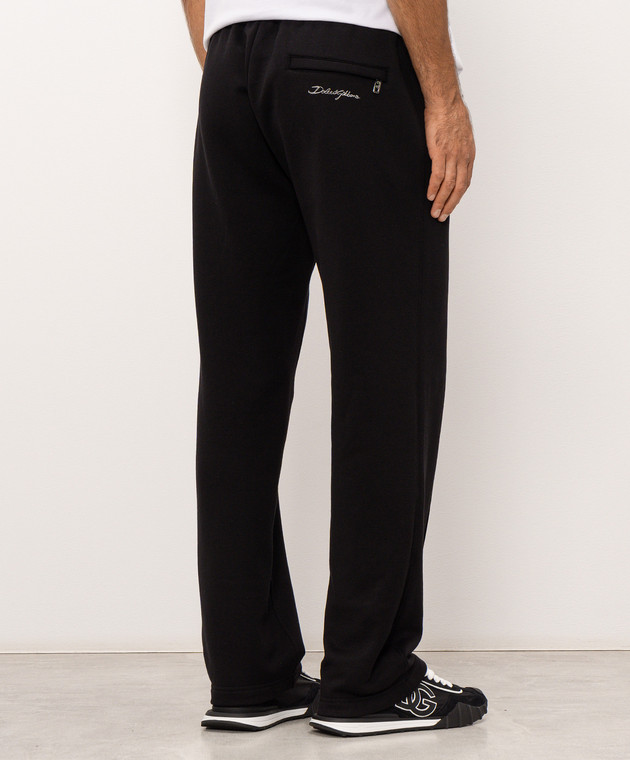 Dolce&Gabbana Черные спортивные брюки с вышивкой логотипа GP0M5ZG7P9P изображение 4