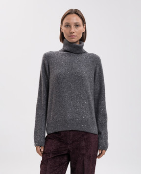 Allude Сірий светр з кашеміру та шовку з паєтками 26577102