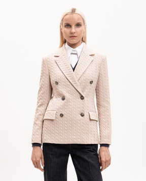 Brunello Cucinelli Бежевый двубортный жакет с люрексом M0AZT7493P