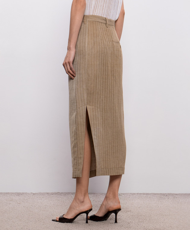 UMA WANG Бежева спідниця Grace з льоном UW2006 зображення 4