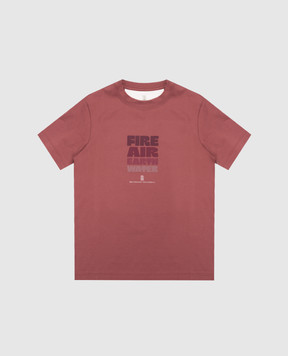 Brunello Cucinelli Дитяча бордова футболка з брендовим принтом B0B13T179C