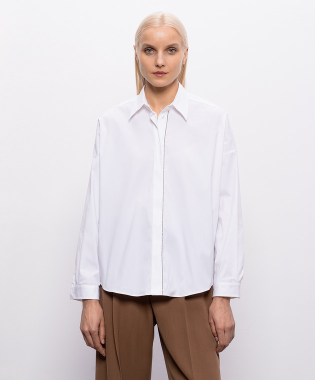 Brunello Cucinelli Біла сорочка з ланцюжком моніль MP091MA636 зображення 3