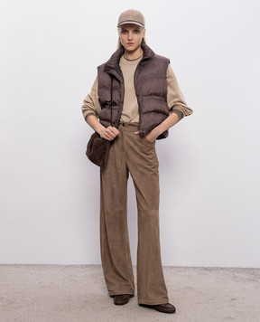 Brunello Cucinelli Коричневый лонгслив с цепочкой мониль MPT18B0107