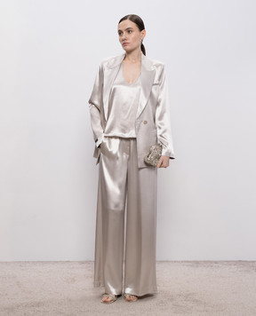 Peserico Бежевый двубортный жакет с поясом E01220A01514