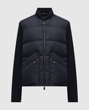 Moncler Grenoble Синяя комбинированная куртка с нашивкой эмблемы K20978G0001480093
