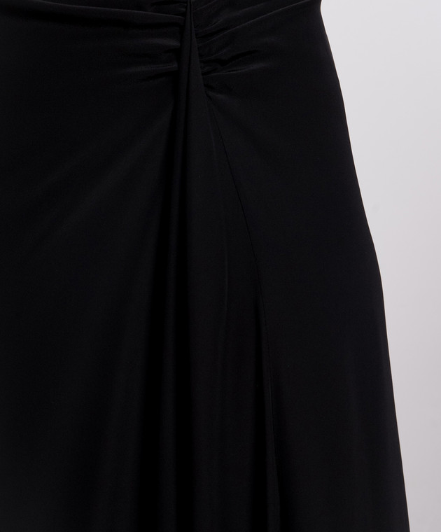 Alexander McQueen Черная юбка макси из шелка асимметричного кроя 876822QBADT изображение 5