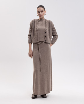Max Mara Бежевая юбка миди OGGI из кашемира MXMOGGI