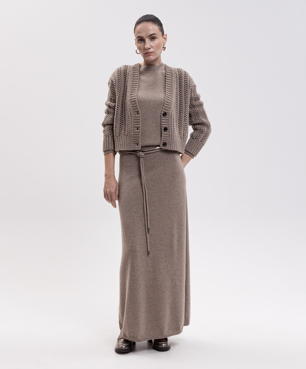 Max Mara Бежевая юбка миди OGGI из кашемира MXMOGGI изображение 2