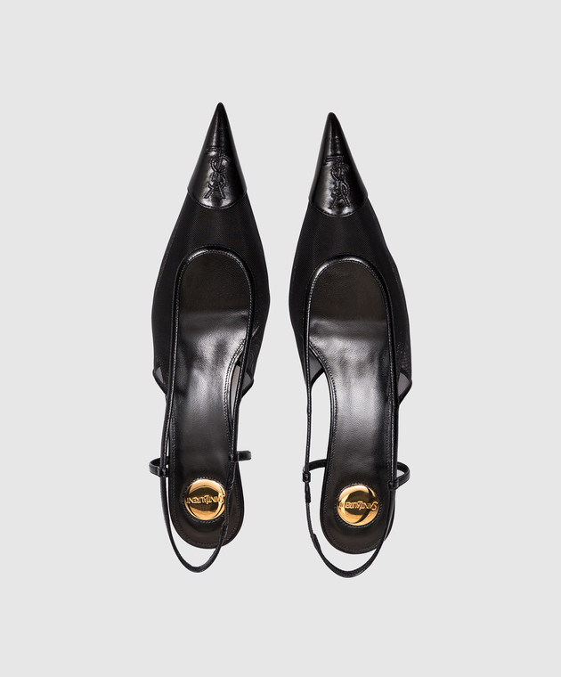 Saint Laurent Черные слингбеки RENÉE с монограммой A001G62WJAM изображение 4
