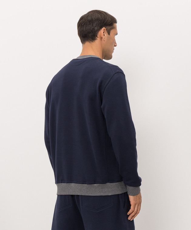 Brunello Cucinelli Синій світшот з вишивкою MM8263390G зображення 4