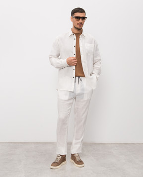 Cashmere&Whiskey Коричневая футболка из шелка и льна MU7632318520R