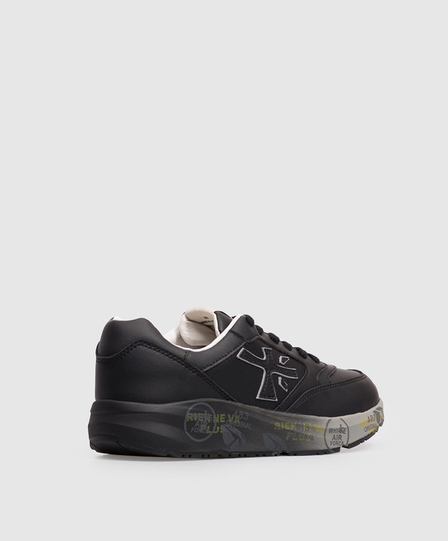 Premiata Детские черные кожаные кроссовки Demi 322394633640 изображение 3