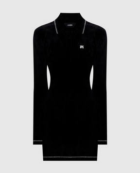 AMIRI Чорна сукня міні з вишивкою монограми AW426CA002