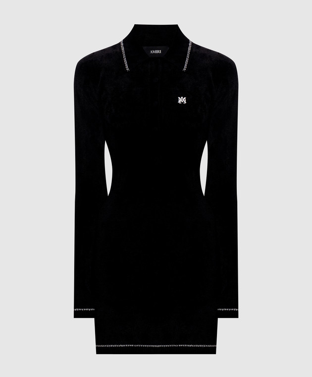 AMIRI Черное платье мини с вышивкой монограммы AW426CA002