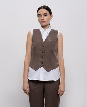 Peserico Коричневий жилет з льоном A0303101926
