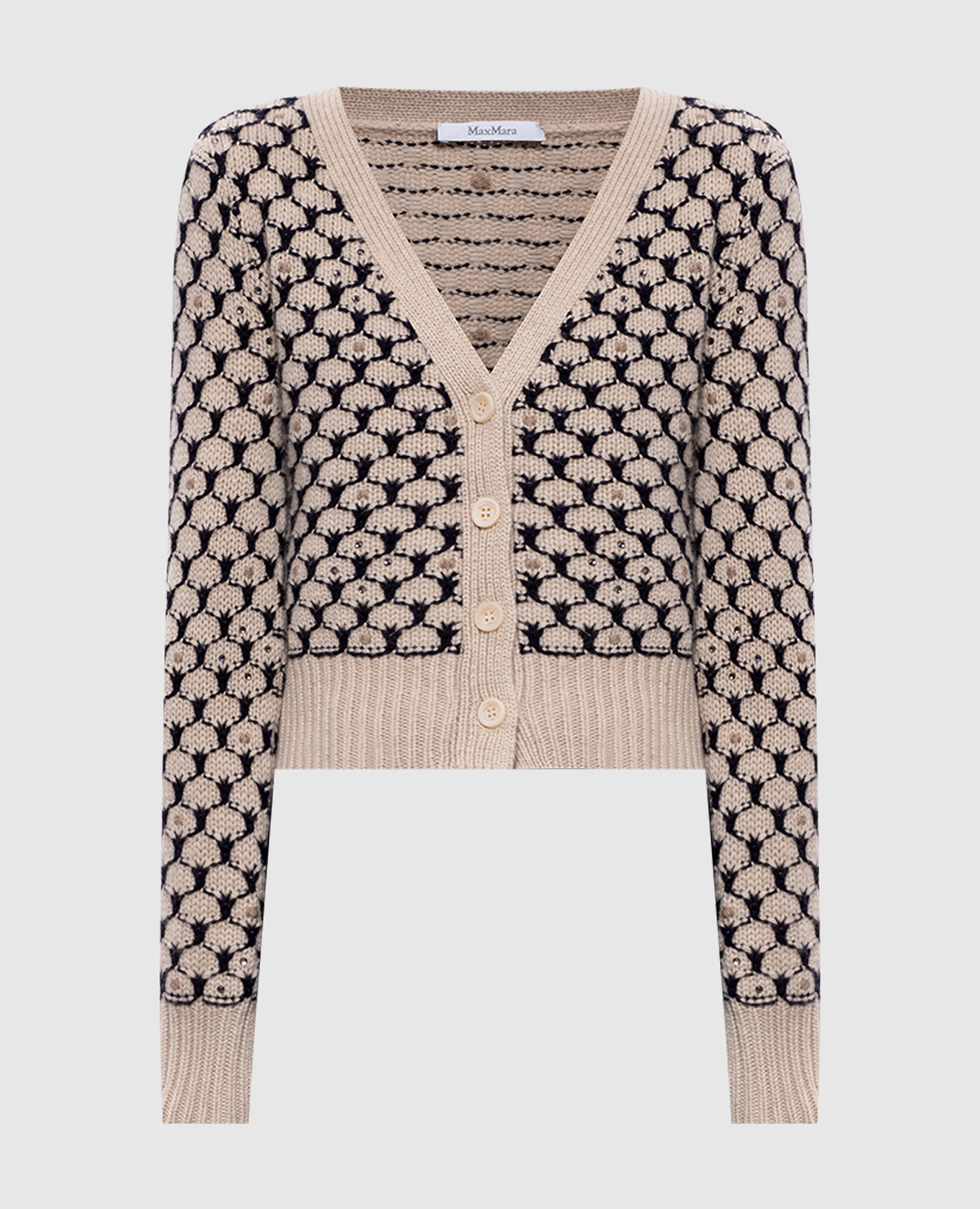 

Бежевый кардиган MXMMASTRO из шерсти и кашемира в узор, Кардиганы