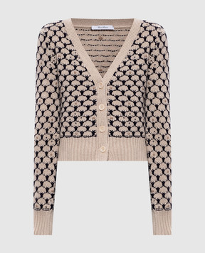 Max Mara Бежевый кардиган MXMMASTRO из шерсти и кашемира в узор MXMMASTRO