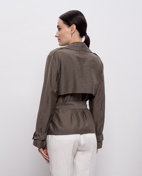 Peserico Коричневий укорочений тренч з ланцюжком моніль A25126A01939