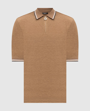 Stefano Ricci Коричневое поло из льна K919070P31T26104