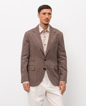 Brunello Cucinelli Коричневий блейзер з льону та вовни MZ4087BTD