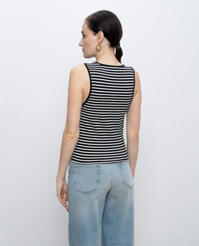 Twinset Черный топ в полоску с вышивкой логотипа 261LM2GAA