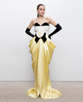 Richard Quinn Жовта сукня-бюстьє з аплікацією RQSS267