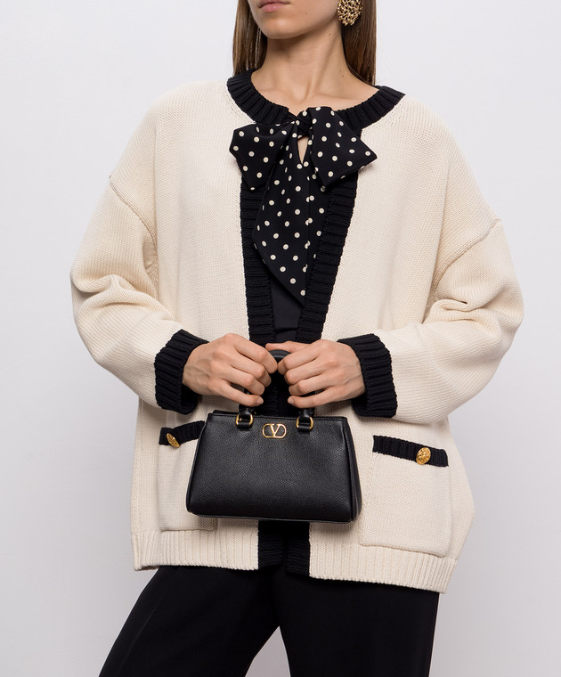 Valentino Черная кожаная сумка-мини VLogo 9W2P0BA9SNP изображение 2