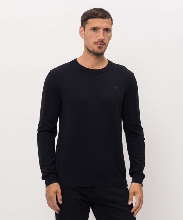 Trussardi Синий джемпер с вышивкой эмблемы M0168000077NMK601K01 изображение 3