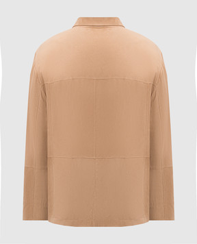 Brunello Cucinelli Бежевая замшевая куртка с эмблемой MPCFN2066