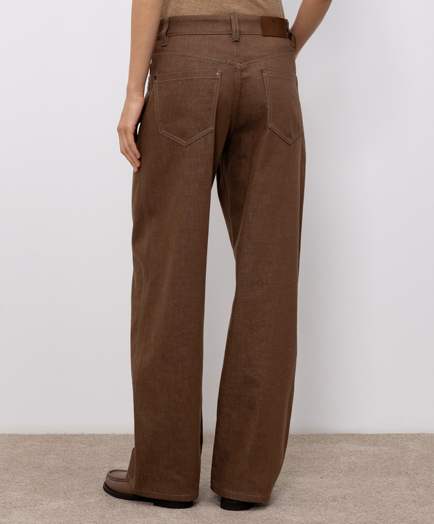 Brunello Cucinelli Коричневые джинсы с патчем логотипа MP134P4021 изображение 4