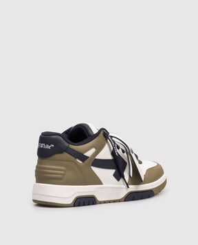 Off-White Шкіряні кросівки кольору хакі Out Of Office OMIA189S26LEA003
