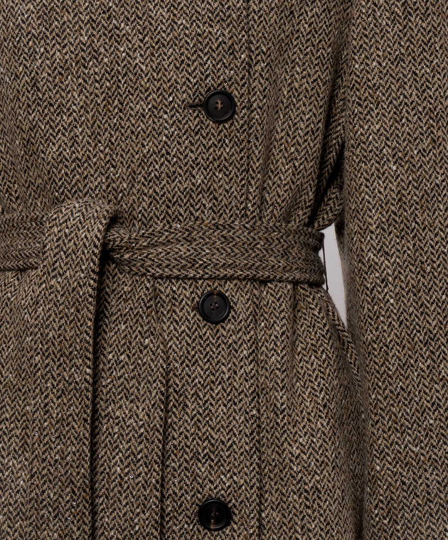 Brunello Cucinelli Коричневое пальто в узор MG5669766 изображение 5