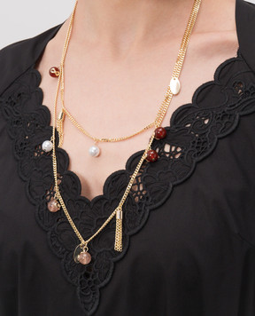 Twinset Золотистий двошаровий ланцюжок з підвісками 261TO5020