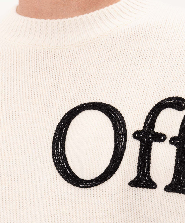 Off-White Свитер цвета айвори с шерстью 44MHE20QF26K001 изображение 5