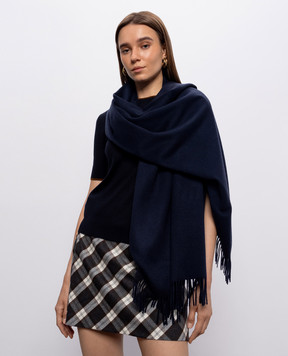 Max Mara Синий палантин BACIО из кашемира с бахромой BACI