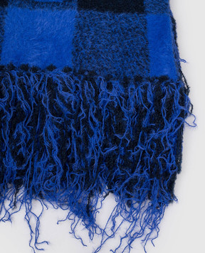 Off-White Синій шарф з вовною в клітинку OWMA06EF25KNI001