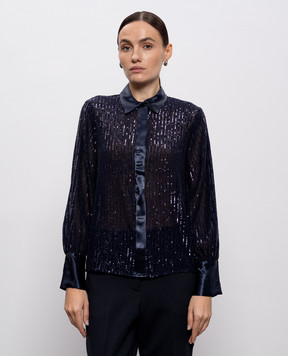 Peserico Синяя блуза с пайетками E062636807B