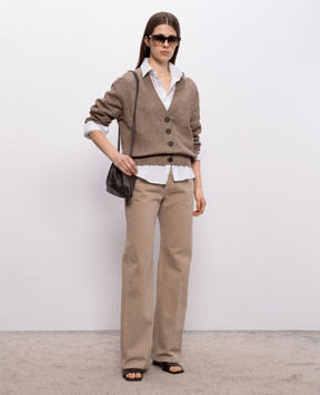 Brunello Cucinelli Коричневий кардиган з люрексом MST258306