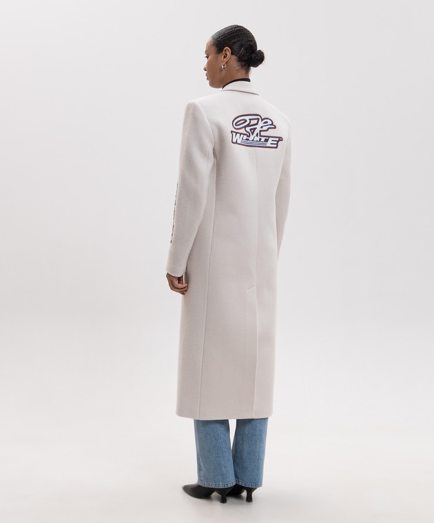 Off-White Чорне пальто з вовною з нашивками 2FG00472T зображення 4