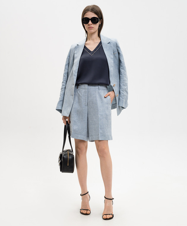 Peserico Синий топ с цепочкой мониль E0822001940 изображение 2