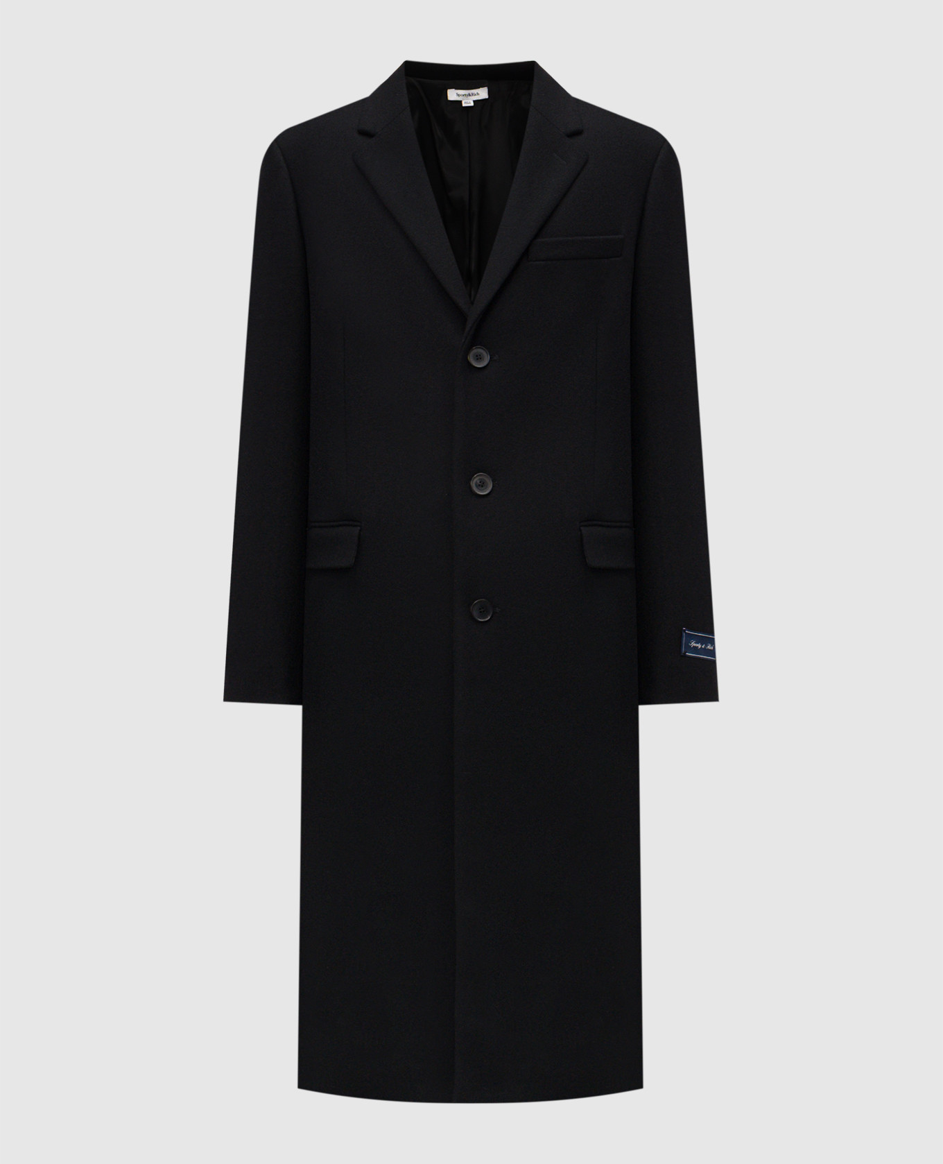 

Черное пальто с шерстью, Черный, Пальто