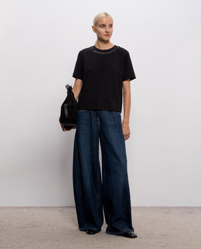 Twinset Черная футболка с кристаллами 262AP2480