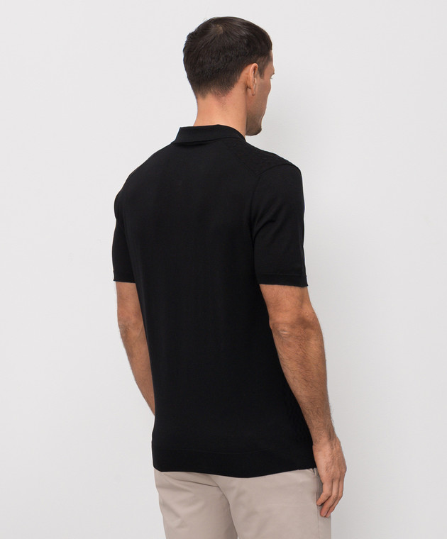 Enrico Mandelli Черное поло с шелком с геометрическим узором 3K034A5645 изображение 4