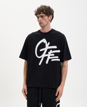 Off-White Черная футболка с принтом логотипа Spray 44MAA120S26J00L