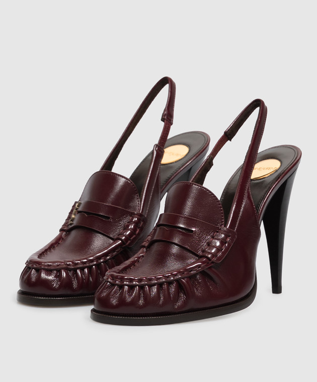 Saint Laurent Бордовые кожаные слингбеки LE LOAFER A001EHAAGXE изображение 2